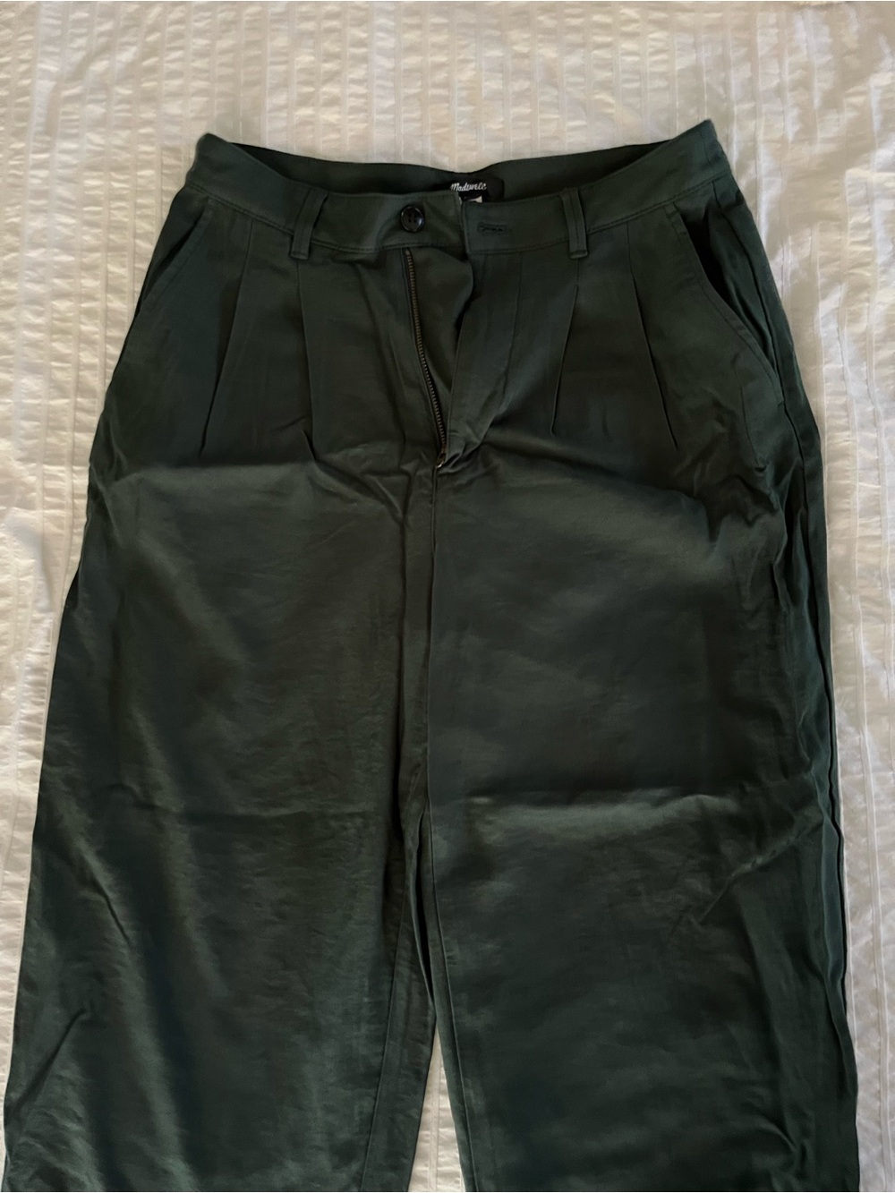 Madewell Dark Green Pleated Chinos
